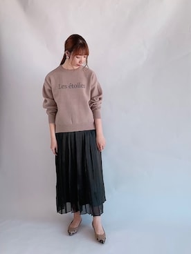 「ロゴニット」｜「アイテム（その他シューズ）」を使った、sakiさん（レディース・163cm）の冬コーディネート