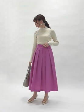 「スリット」｜「アイテム（その他）」を使った、sakiさん（レディース・163cm）の春コーディネート