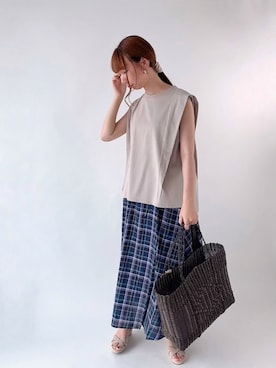 「ウェッジソール」｜「アイテム（その他）」を使った、sakiさん（レディース・163cm）の夏コーディネート