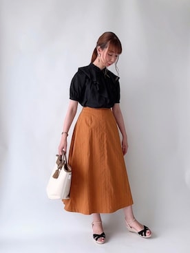 「ウェッジソール」｜「アイテム（その他）」を使った、sakiさん（レディース・163cm）の夏コーディネート