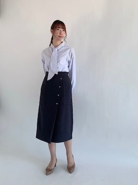「ボウタイ」｜「アイテム（その他）」を使った、sakiさん（レディース・163cm）の春コーディネート