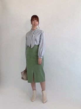 「ボウタイ」｜「アイテム（その他）」を使った、sakiさん（レディース・163cm）の春コーディネート