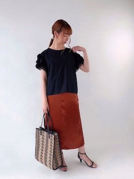 「スカラップ」｜「アイテム（その他）」を使った、sakiさん（レディース・163cm）の夏コーディネート