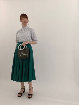 「ウェッジソール」｜「アイテム（その他）」を使った、sakiさん（レディース・163cm）の夏コーディネート