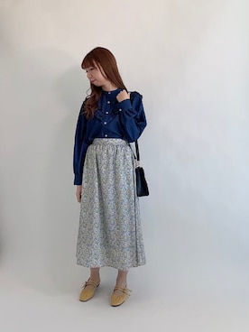 「ダンガリーシャツ」｜「アイテム（その他）」を使った、sakiさん（レディース・163cm）の春コーディネート