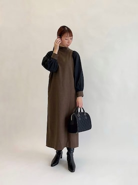 「Te chichi CLASSIC（テチチクラシック）のアイテム（ワンピース/ドレス）」を使った、sakiさん（レディース・163cm）の冬コーディネート