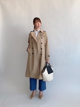 パンプスを使った「トレンチコート」の人気ファッション パンプスを使った「トレンチコート」の人気ファッション