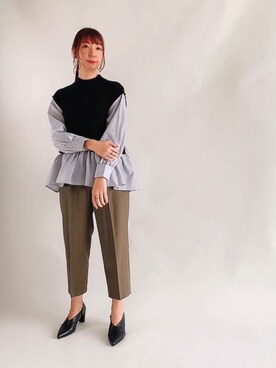 「ドッキング」｜「アイテム（その他）」を使った、sakiさん（レディース・163cm）の秋コーディネート