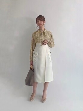 「ボウタイ」｜「アイテム（その他）」を使った、sakiさん（レディース・163cm）の春コーディネート