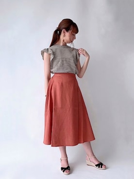 「ウェッジソール」｜「アイテム（その他）」を使った、sakiさん（レディース・163cm）の夏コーディネート