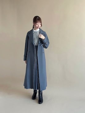 「Te chichi（テチチ）のアイテム（ステンカラーコート）」を使った、sakiさん（レディース・163cm）の秋コーディネート