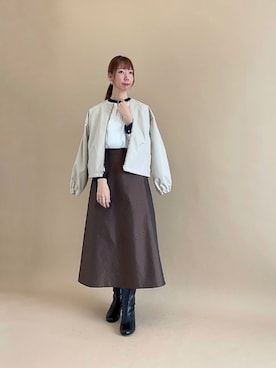 「ノーカラー」｜「アイテム（その他）」を使った、sakiさん（レディース・163cm）の秋コーディネート