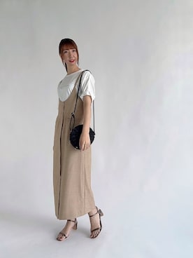 「サロペットスカート」｜「アイテム（その他）」を使った、sakiさん（レディース・163cm）の夏コーディネート