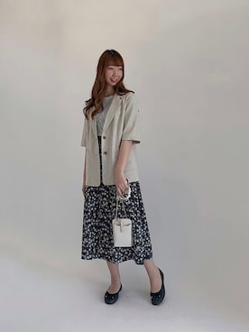 「Te chichi TERRASSE（テチチテラス）のアイテム（テーラードジャケット）」を使った、sakiさん（レディース・163cm）の夏コーディネート