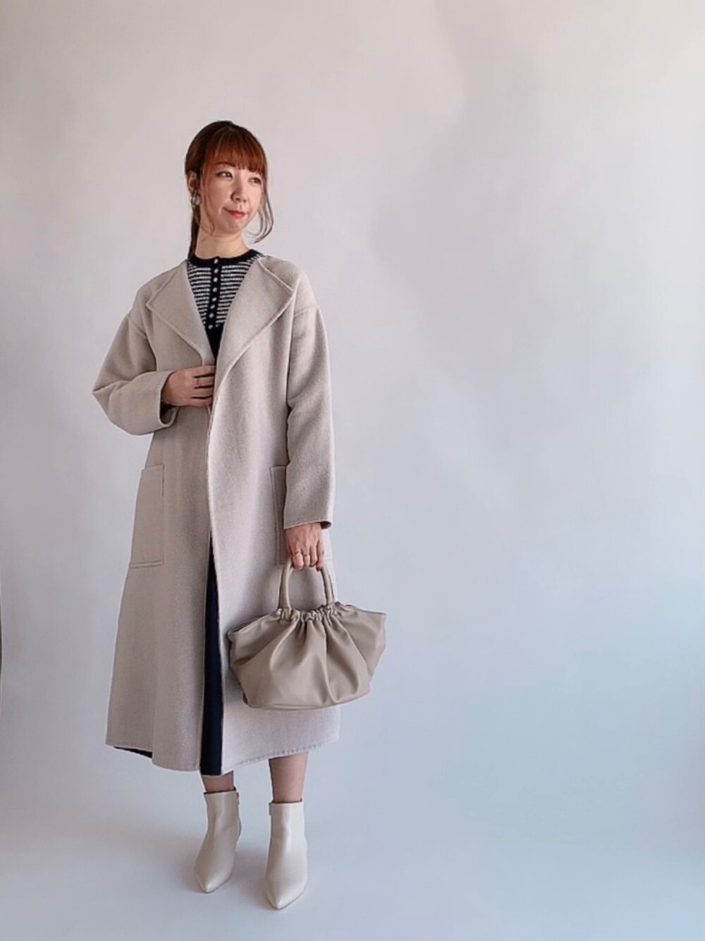 Techichi　テチチ　ノーカラーコート　ベージュ Te chichi（テチチ）の「ノーカラーリバーコート（ノーカラー