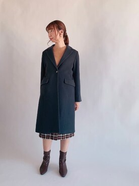 「Te chichi（テチチ）のアイテム（チェスターコート）」を使った、sakiさん（レディース・163cm）の冬コーディネート