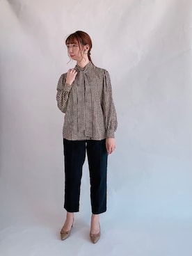 「ボウタイ」｜「アイテム（その他）」を使った、sakiさん（レディース・163cm）の冬コーディネート