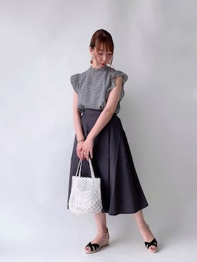 「ウェッジソール」｜「アイテム（その他）」を使った、sakiさん（レディース・163cm）の夏コーディネート