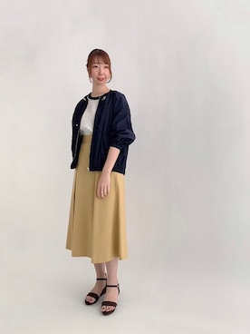 「ウェッジソール」｜「アイテム（ブルゾン）」を使った、sakiさん（レディース・163cm）の夏コーディネート