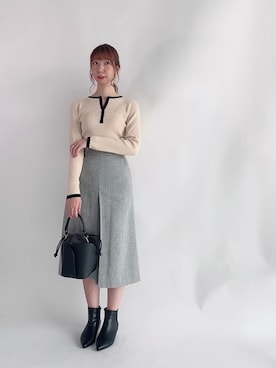 「Te chichi（テチチ）のアイテム（ノーカラーコート）」を使った、sakiさん（レディース・163cm）の冬コーディネート