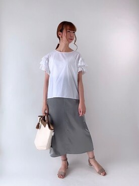 「スカラップ」｜「アイテム（その他）」を使った、sakiさん（レディース・163cm）の夏コーディネート