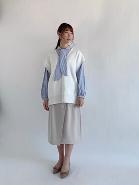 「ボウタイ」｜「アイテム（その他）」を使った、sakiさん（レディース・163cm）の春コーディネート