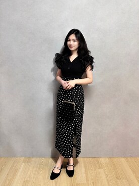 「SNIDEL（スナイデル）のアイテム（ニット/セーター、ブラック系）」を使った、一個小Pさん（レディース・162cm）の夏コーディネート