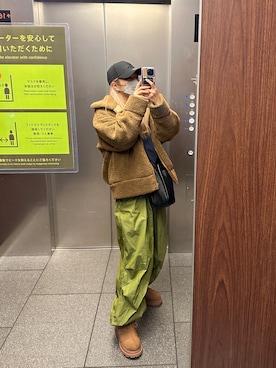 「キャップ女子」｜「アイテム（その他アウター）」を使った、Hiroeさん（レディース・164cm）の冬コーディネート