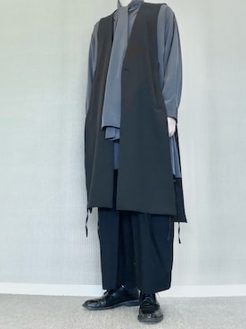 「ボウタイ」｜「アイテム（スラックス）」を使った、ゆべしさん（メンズ・184cm）の秋コーディネート