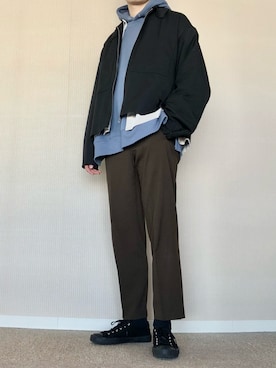 「水色」｜「アイテム（ブルゾン）」を使った、ゆべしさん（メンズ・184cm）の冬コーディネート
