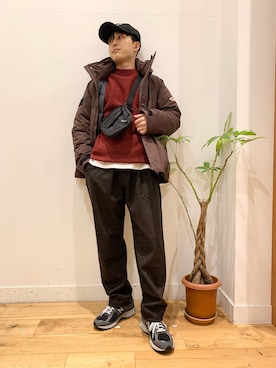 「アイテム（その他アウター、ブラウン系）」を使った、Uさん（メンズ・168cm）の冬コーディネート