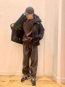 「ノースフェイス」｜「アイテム（スウェット）」を使った、Uさん（メンズ・168cm）の冬コーディネート