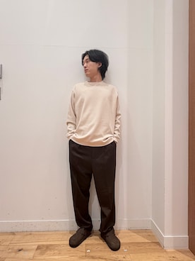 「URBAN RESEARCH DOORS（アーバンリサーチドアーズ）のモールニットプルオーバー（ニット/セーター、ベージュ系）」を使った、Uさん（メンズ・168cm）の秋コーディネート