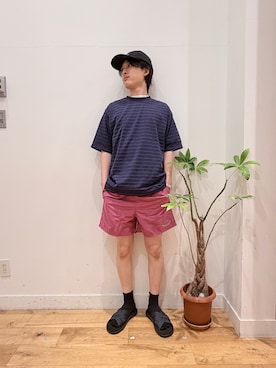 「URBAN RESEARCH DOORS（アーバンリサーチドアーズ）のL.L.Bean JAPAN EDITION　CLINTON STRIPED T-SHIRTS（Tシャツ/カットソー、ブルー系）」を使った、Uさん（メンズ・168cm）の夏コーディネート