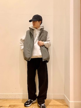 「アイテム（ダウンベスト）」を使った、Uさん（メンズ・168cm）の秋コーディネート