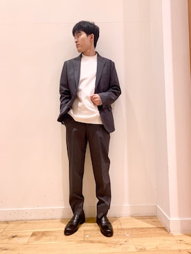 「アイテム（スーツパンツ）」を使った、Uさん（メンズ・168cm）の夏コーディネート