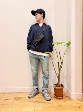 「Gramicci（グラミチ）の『別注』GRAMICCI　Stretch Denim Trouser（その他パンツ、ブルー系）」を使った、Uさん（メンズ・168cm）の春コーディネート