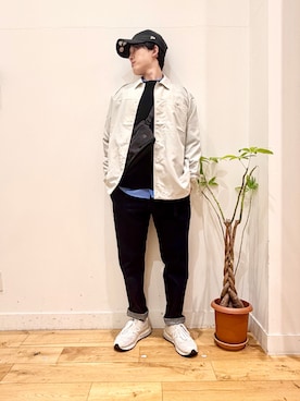「Gramicci（グラミチ）の『別注』GRAMICCI　Stretch Denim Trouser（その他パンツ、ブルー系）」を使った、Uさん（メンズ・168cm）の春コーディネート