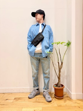 「Gramicci（グラミチ）の『別注』GRAMICCI　Stretch Denim Trouser（その他パンツ、ブルー系）」を使った、Uさん（メンズ・168cm）の春コーディネート