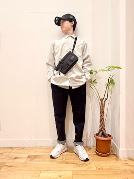 「Gramicci（グラミチ）の『別注』GRAMICCI　Stretch Denim Trouser（その他パンツ、ブルー系）」を使った、Uさん（メンズ・168cm）の春コーディネート