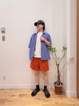 「URBAN RESEARCH DOORS（アーバンリサーチドアーズ）のpatagonia　MS BAGGIES LONGS-7 IN（その他パンツ、オレンジ系）」を使った、Uさん（メンズ・168cm）の夏コーディネート