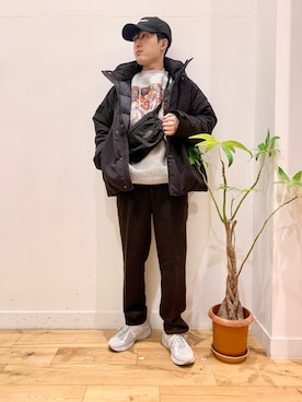 「ノースフェイス」｜「アイテム（スウェット）」を使った、Uさん（メンズ・168cm）の秋コーディネート