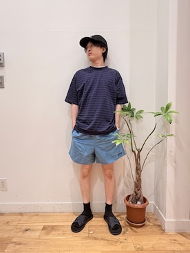 「URBAN RESEARCH DOORS（アーバンリサーチドアーズ）のL.L.Bean JAPAN EDITION　CLINTON STRIPED T-SHIRTS（Tシャツ/カットソー、ブルー系）」を使った、Uさん（メンズ・168cm）の夏コーディネート