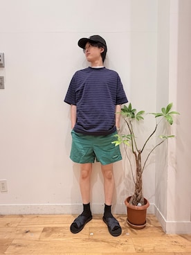「URBAN RESEARCH DOORS（アーバンリサーチドアーズ）のpatagonia　MS BAGGIES SHORTS-5 IN（その他パンツ、グリーン系）」を使った、Uさん（メンズ・168cm）の夏コーディネート
