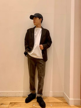 「アイテム（スーツジャケット）」を使った、Uさん（メンズ・168cm）の秋コーディネート