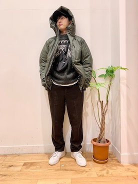 「アイテム（ダウンジャケット/コート）」を使った、Uさん（メンズ・168cm）の秋コーディネート