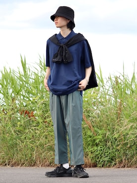 「INTER FACTORY（インターファクトリー）のアイテム（帽子）」を使った、かざまくんさん（メンズ・176cm）の夏コーディネート