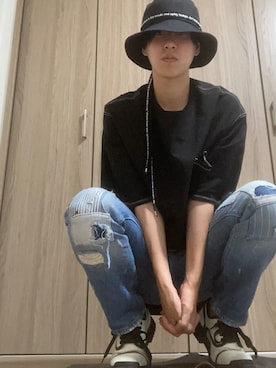 「DANKE SCHON（ダンケシェーン）のアイテム（帽子）」を使った、きゃすくんさん（メンズ・172cm）の夏コーディネート