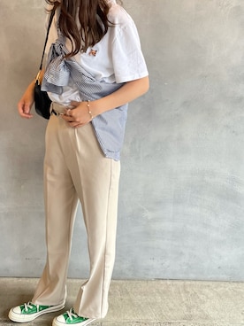 「チャックテイラー」｜「アイテム（スラックス）」を使った、m____aさん（レディース・158cm）の夏コーディネート