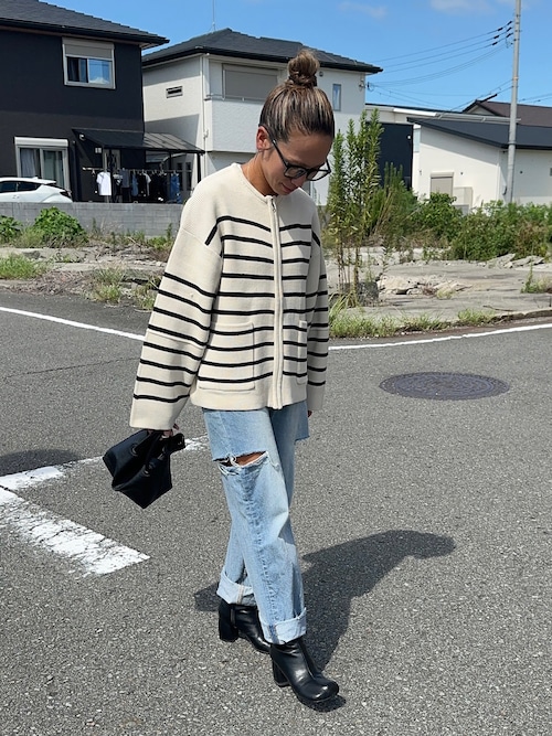セール】ランタンスリーブ ニットジップカーディガン